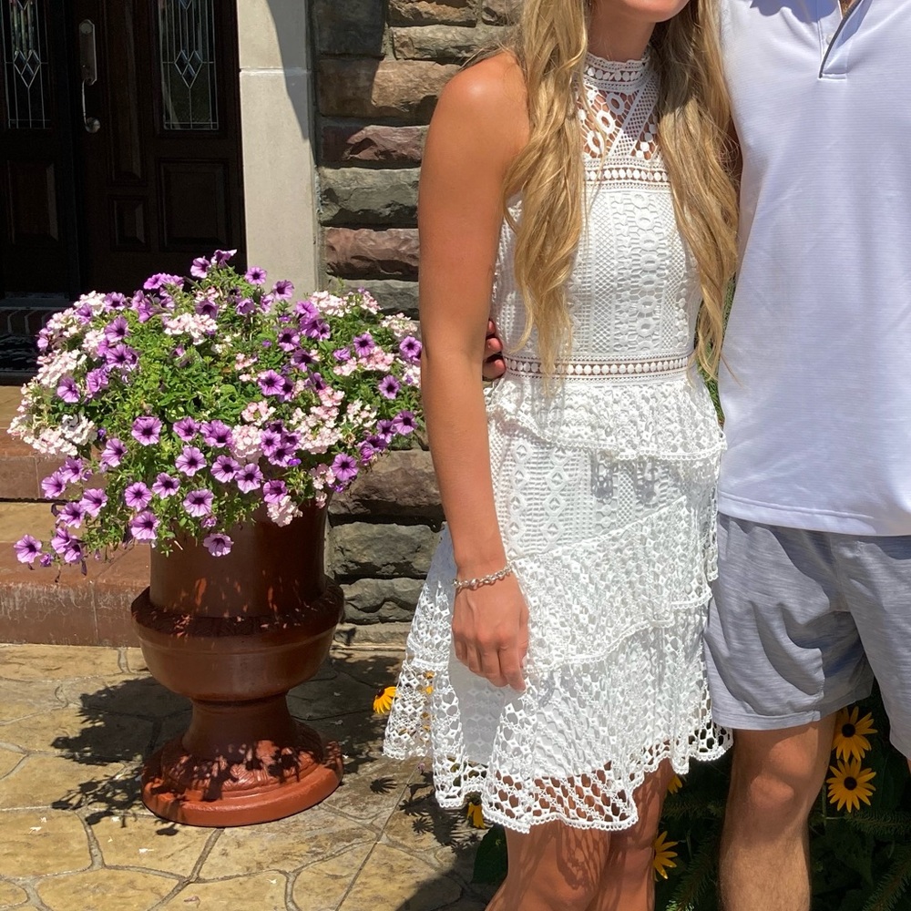 Jaus High Neck White Dress